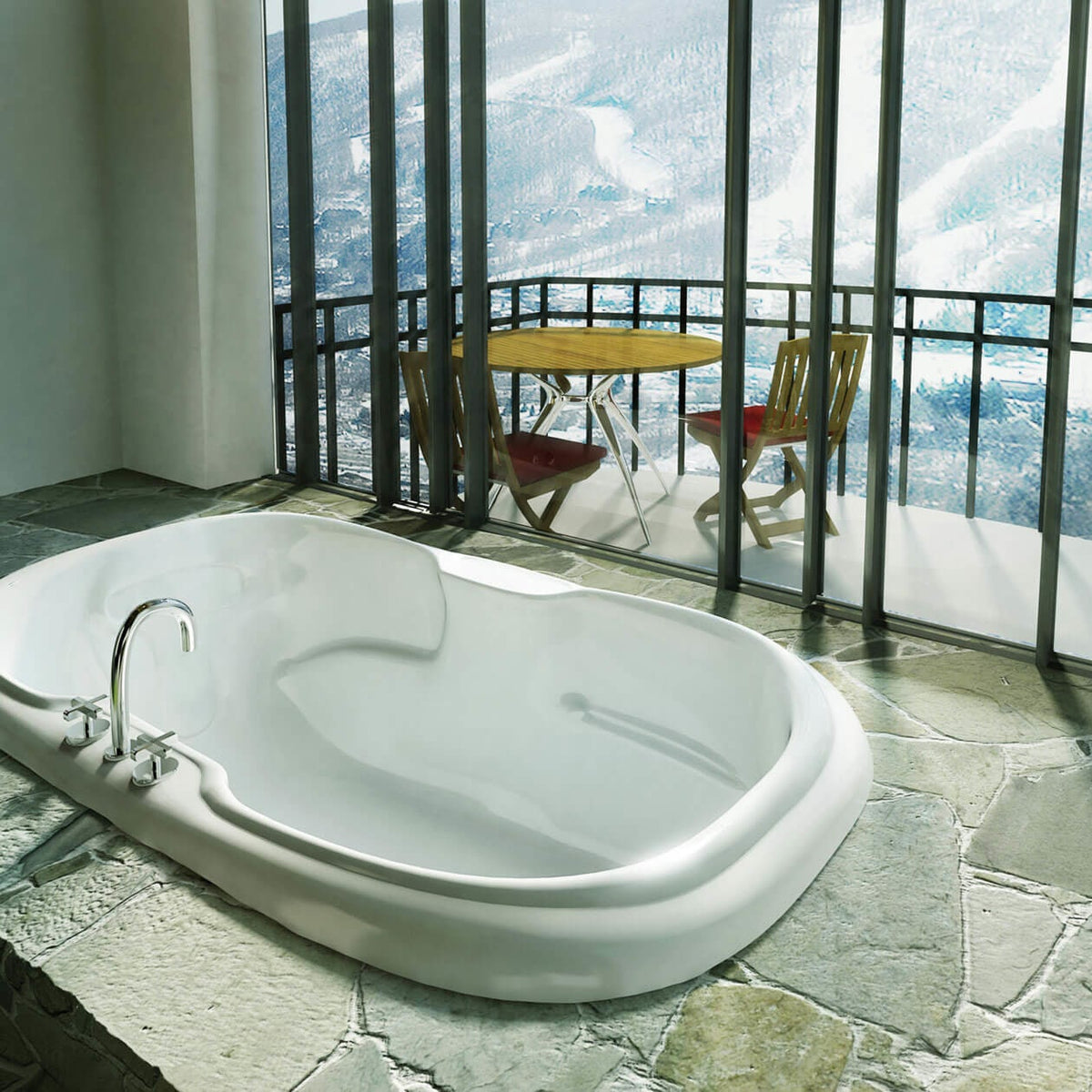 Maax Calla 6642 Acrylic Drop-in Center Drain Combined & Bathtub in White - image 2