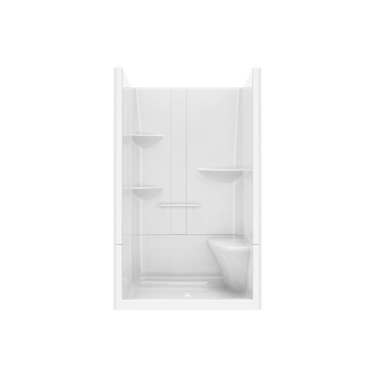 Maax Camelia SH-4834 Acrylic Alcove Center Drain Left Molded Seat Two-Piece Shower in White - image 13