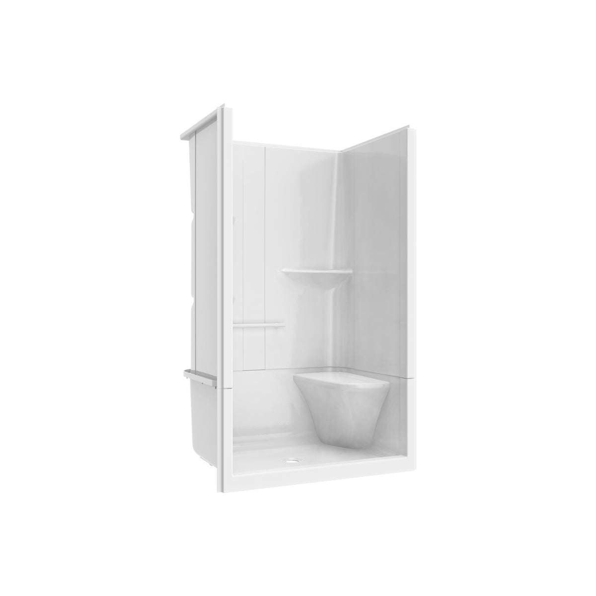 Maax Camelia SH-4834 Acrylic Alcove Center Drain Left Molded Seat Two-Piece Shower in White - image 15