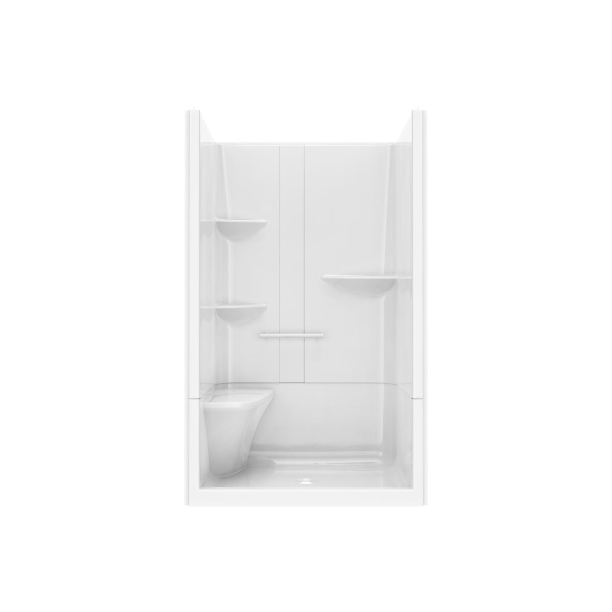 Maax Camelia SH-4834 Acrylic Alcove Center Drain Left Molded Seat Two-Piece Shower in White - image 8