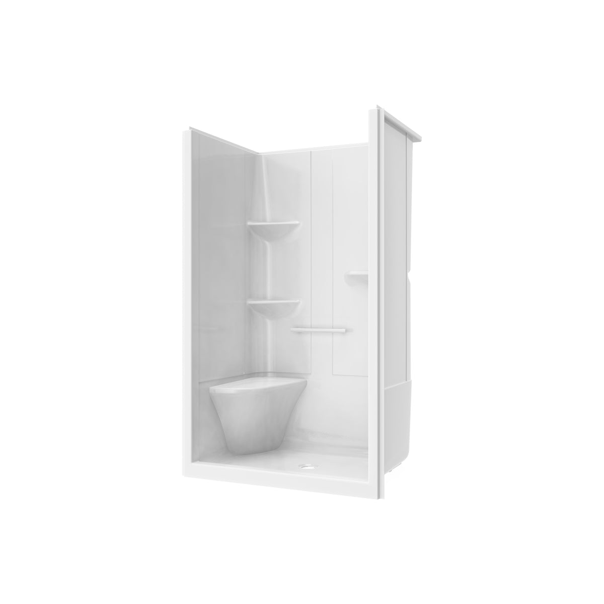 Maax Camelia SH-4834 Acrylic Alcove Center Drain Right Molded Seat One-Piece Shower in White - image 10