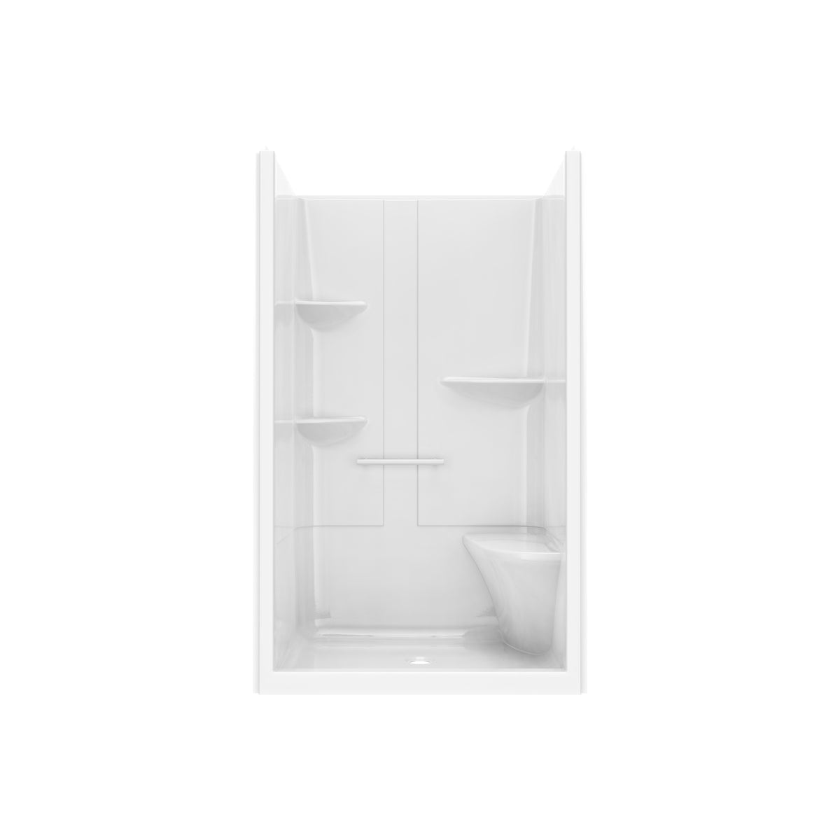 Maax Camelia SH-4834 Acrylic Alcove Center Drain Right Molded Seat One-Piece Shower in White - image 13