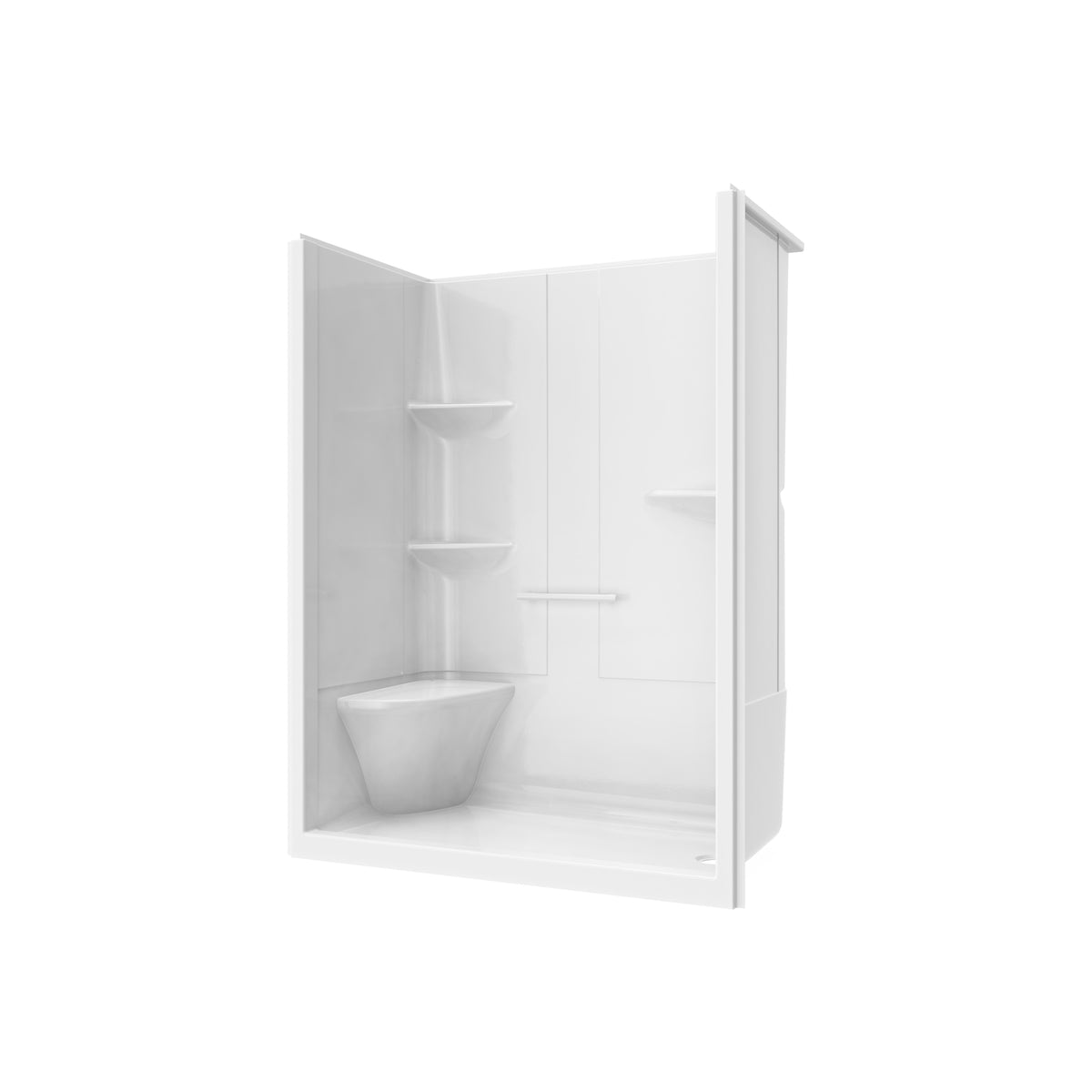 Maax Camelia SH-6034 Acrylic Alcove Left and Right Molded Seat One-Piece Shower in White - image 15