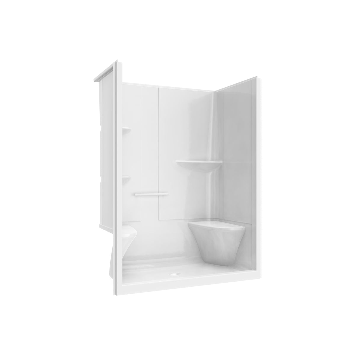 Maax Camelia SH-6034 Acrylic Alcove Left and Right Molded Seat One-Piece Shower in White - image 30