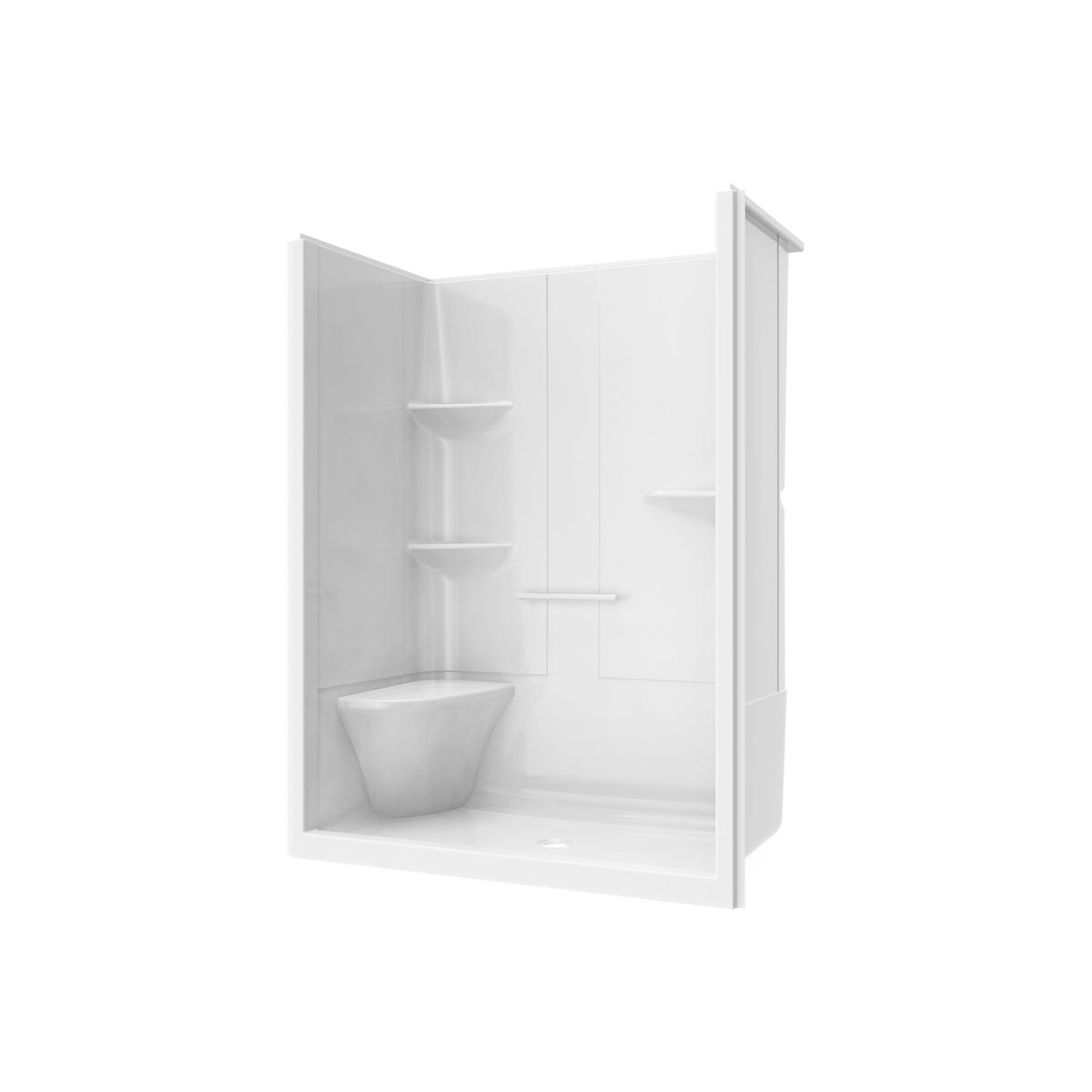 Maax Camelia SH-6034 Acrylic Alcove Left and Right Molded Seat One-Piece Shower in White - image 35