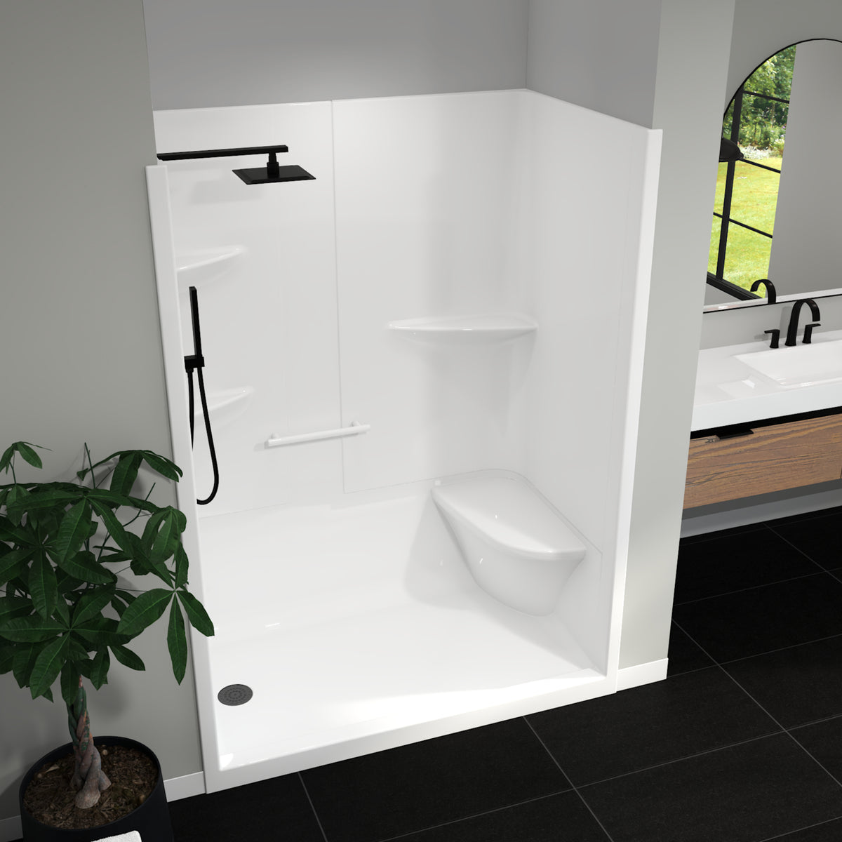 Maax Camelia SH-6034 Acrylic Alcove Left and Right Molded Seat One-Piece Shower in White - image 4