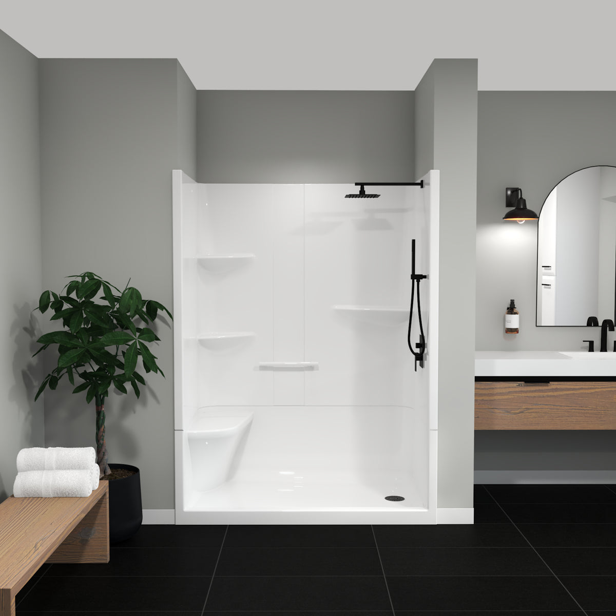 Maax Camelia SH-6034 Acrylic Alcove Left and Right Molded Seat Two-Piece Shower in White - image 11