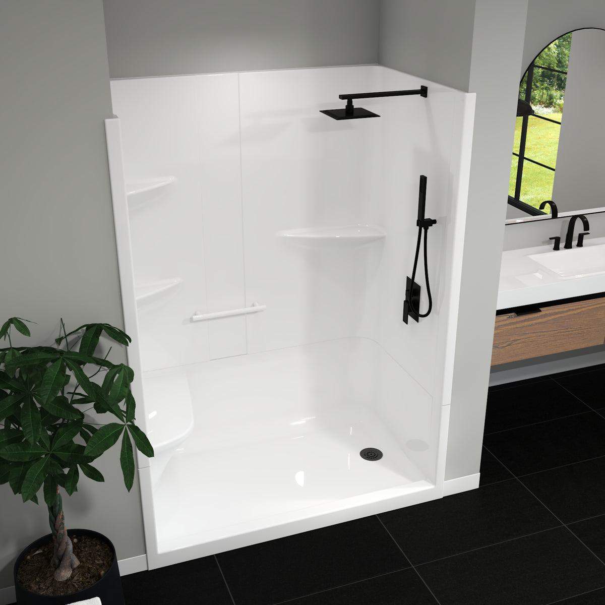 Maax Camelia SH-6034 Acrylic Alcove Left and Right Molded Seat Two-Piece Shower in White - image 14