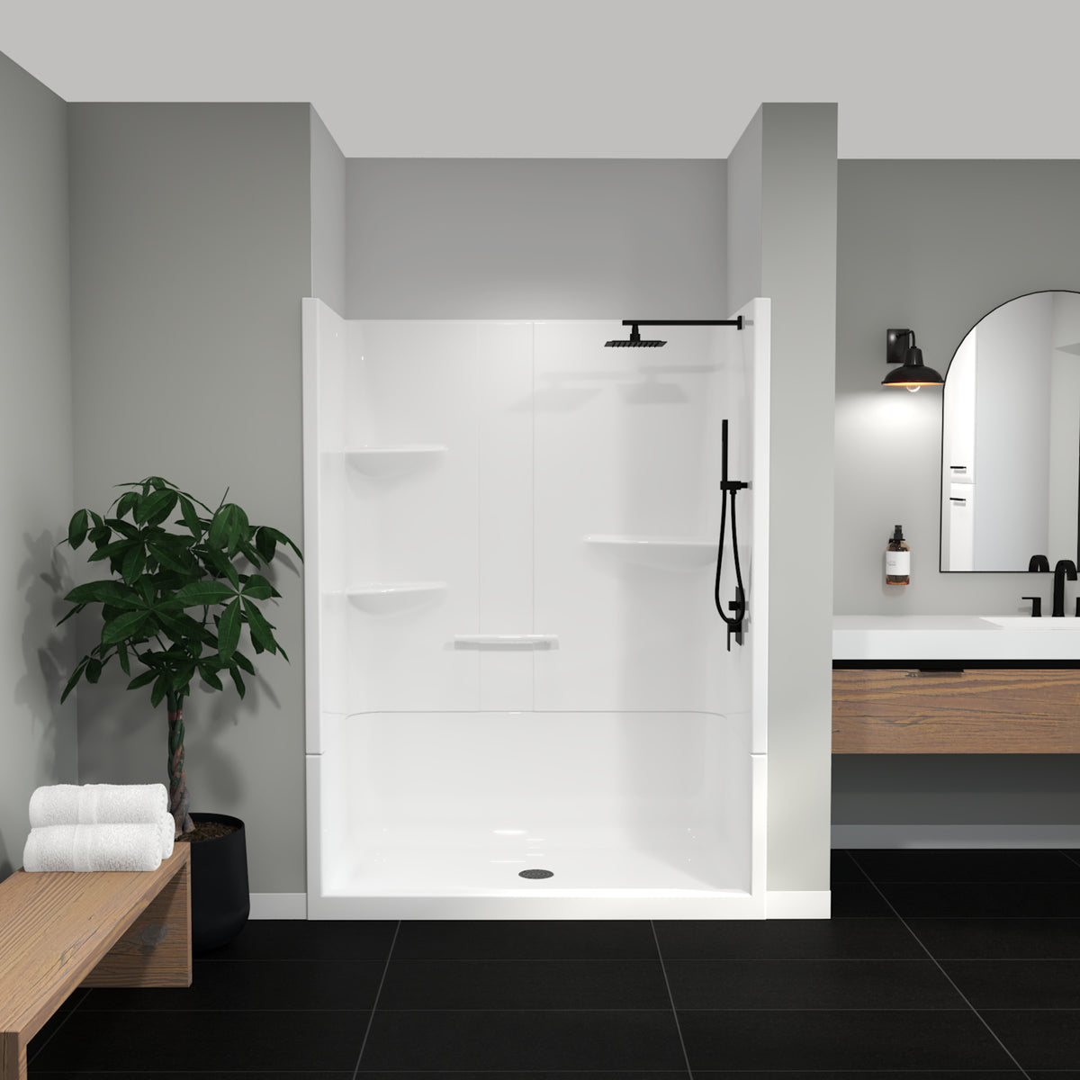 Maax Camelia SH-6034 Acrylic Alcove Left and Right Molded Seat Two-Piece Shower in White - image 21