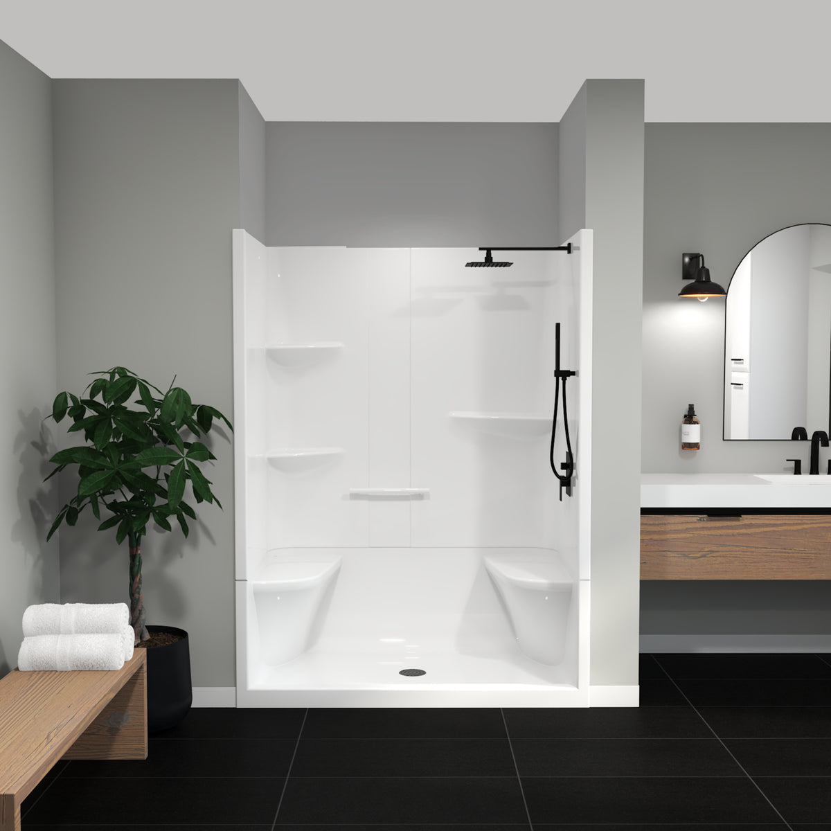 Maax Camelia SH-6034 Acrylic Alcove Left and Right Molded Seat Two-Piece Shower in White - image 26