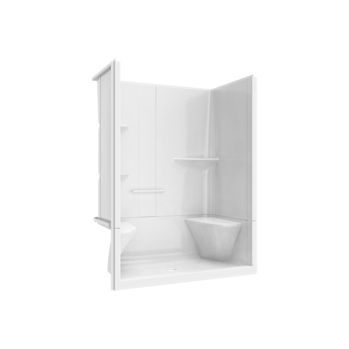 Maax Camelia SH-6034 Acrylic Alcove Left and Right Molded Seat Two-Piece Shower in White - image 30