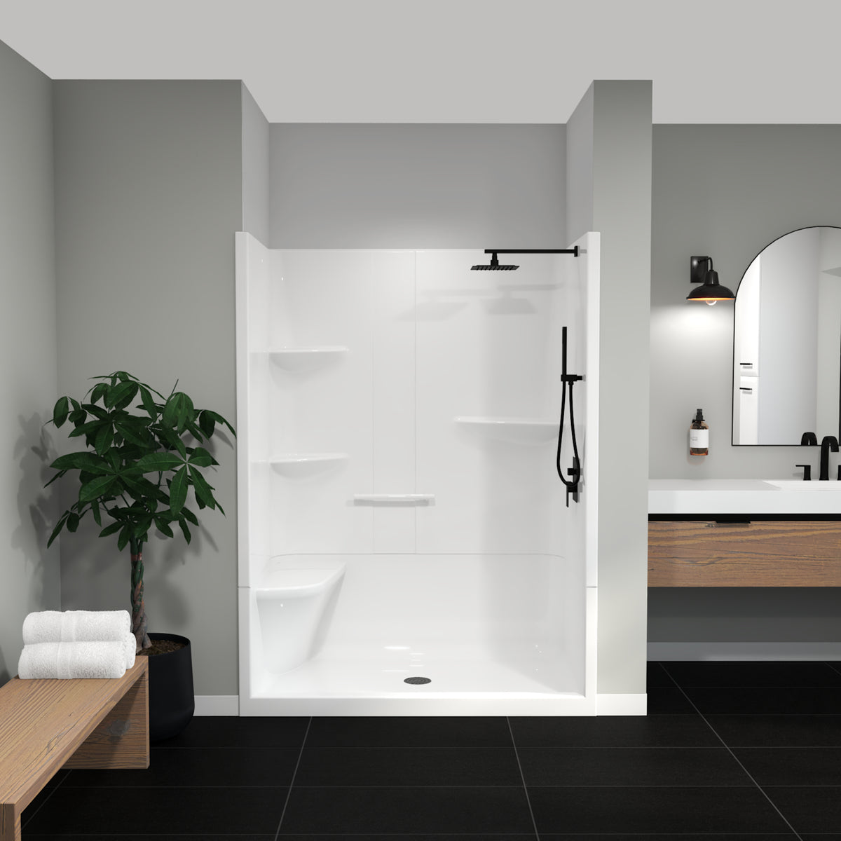 Maax Camelia SH-6034 Acrylic Alcove Left and Right Molded Seat Two-Piece Shower in White - image 31