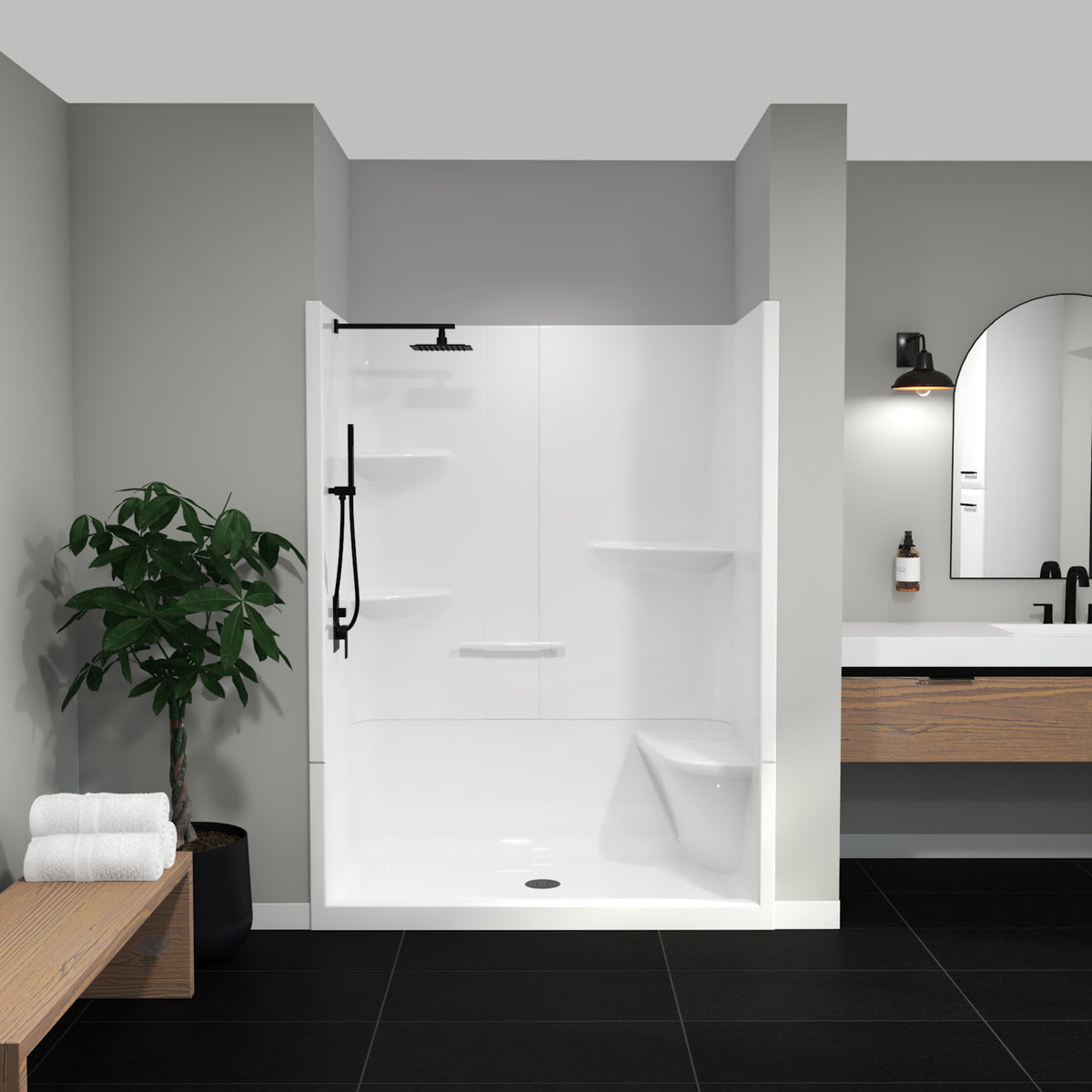 Maax Camelia SH-6034 Acrylic Alcove Left and Right Molded Seat Two-Piece Shower in White - image 36