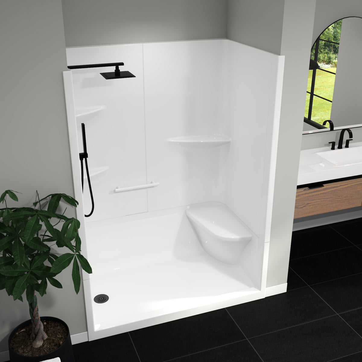 Maax Camelia SH-6034 Acrylic Alcove Left and Right Molded Seat Two-Piece Shower in White - image 4