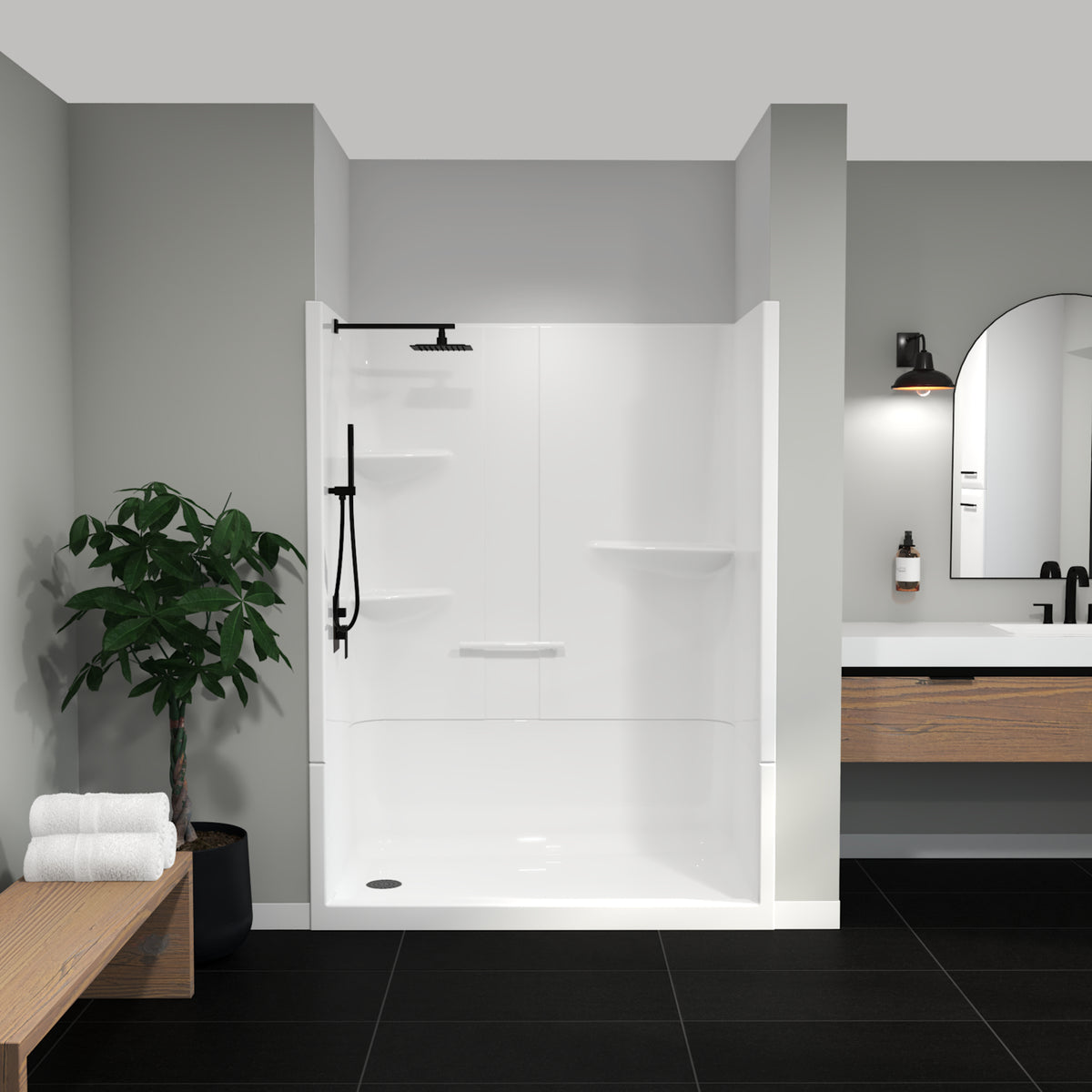 Maax Camelia SH-6034 Acrylic Alcove Left and Right Molded Seat Two-Piece Shower in White - image 6