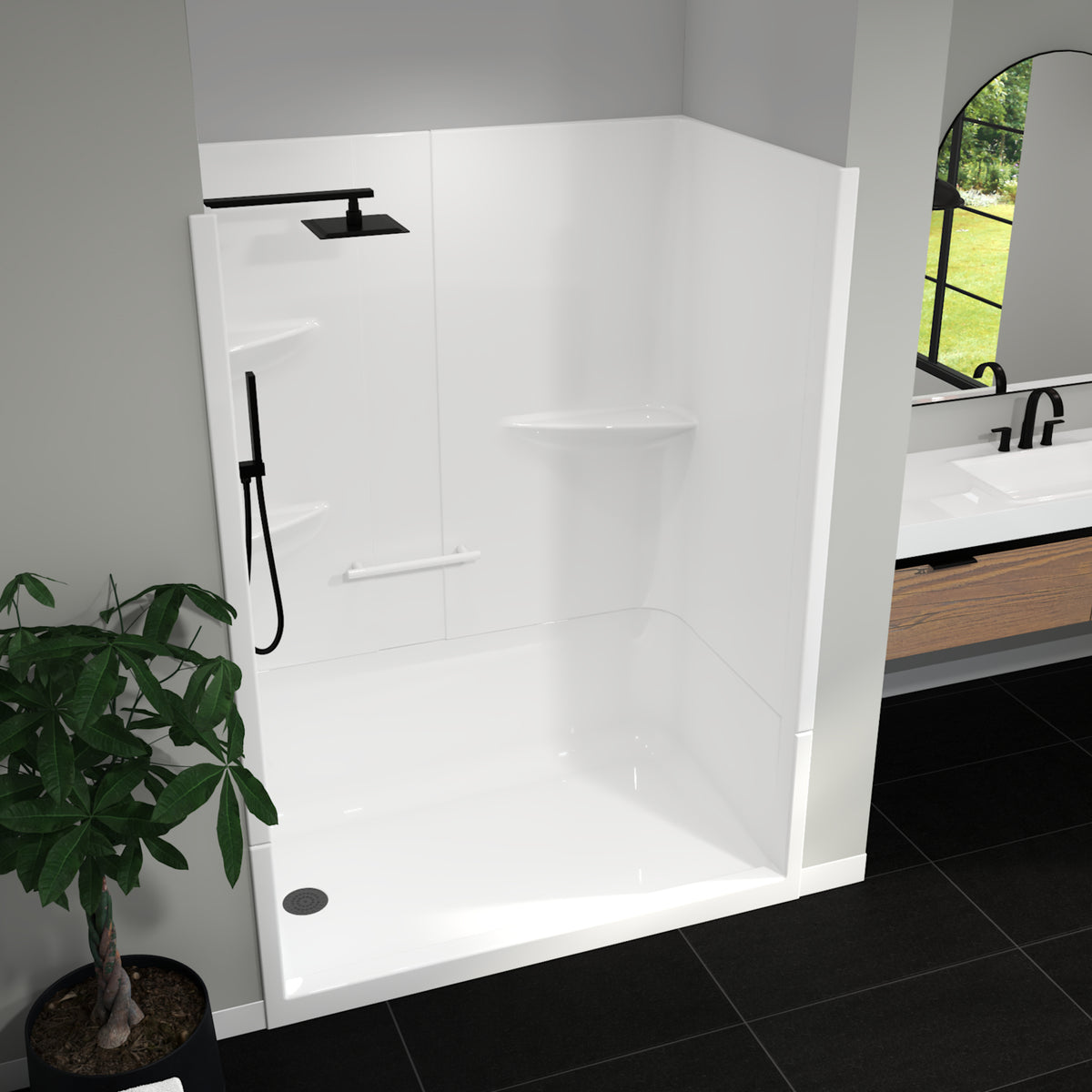 Maax Camelia SH-6034 Acrylic Alcove Left and Right Molded Seat Two-Piece Shower in White - image 9