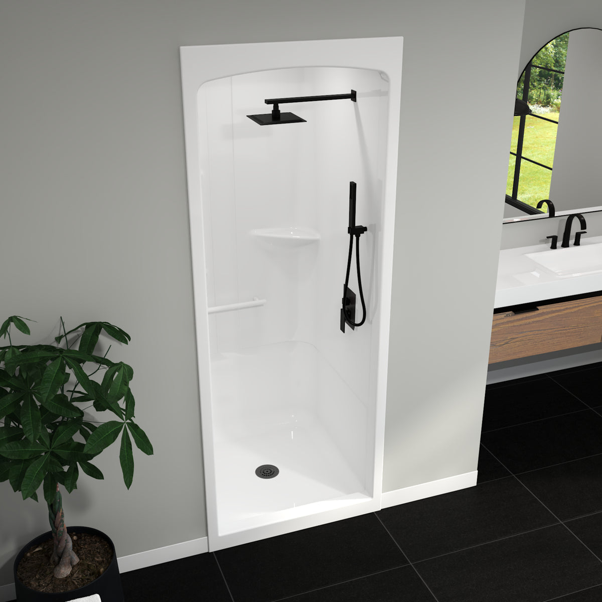 Maax Camelia SHR-3636 Acrylic Alcove Center Drain No Seat One-Piece Shower in White - image 4