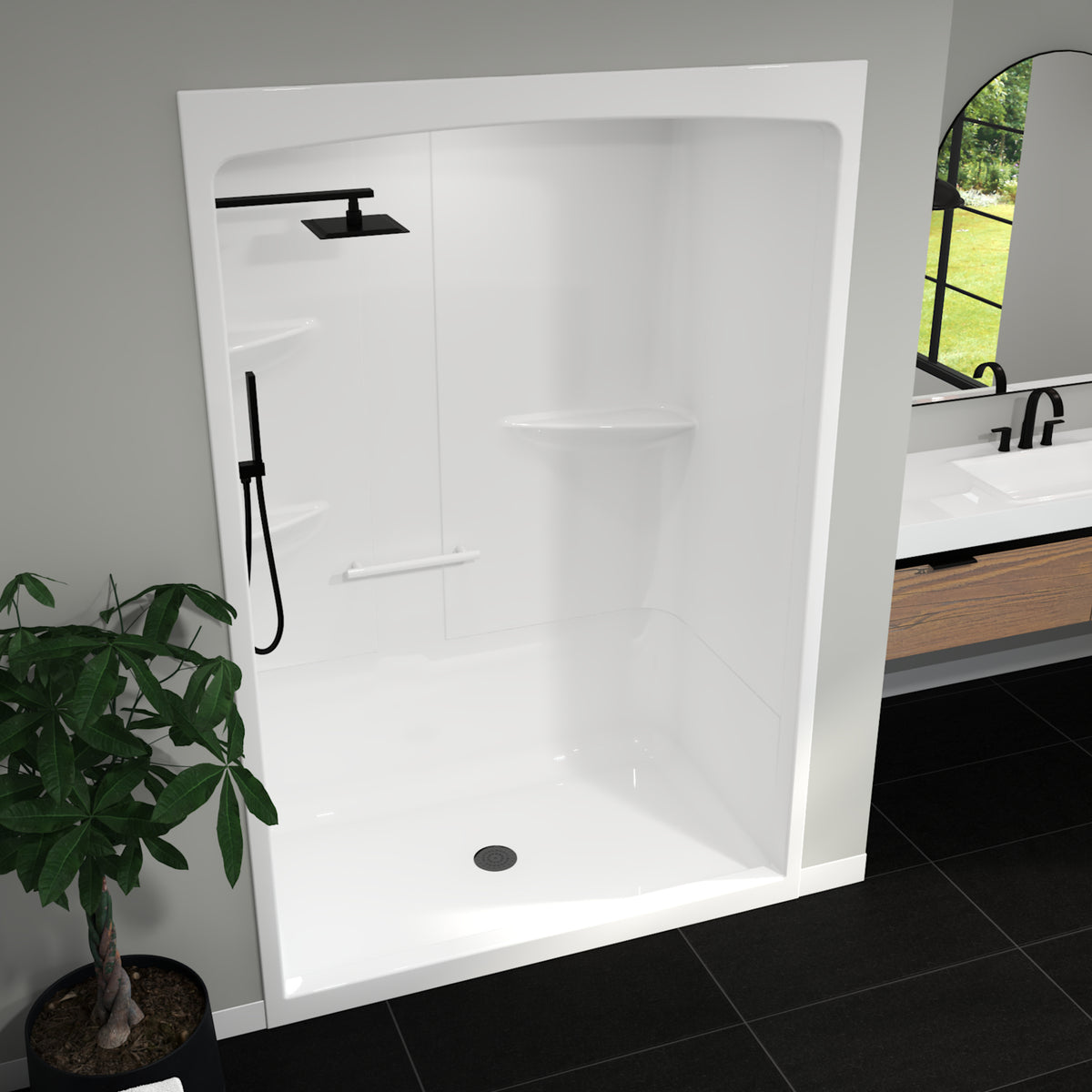 Maax Camelia SHR-6034 Acrylic Alcove Left and Right Molded Seat One-Piece Shower in White - image 24