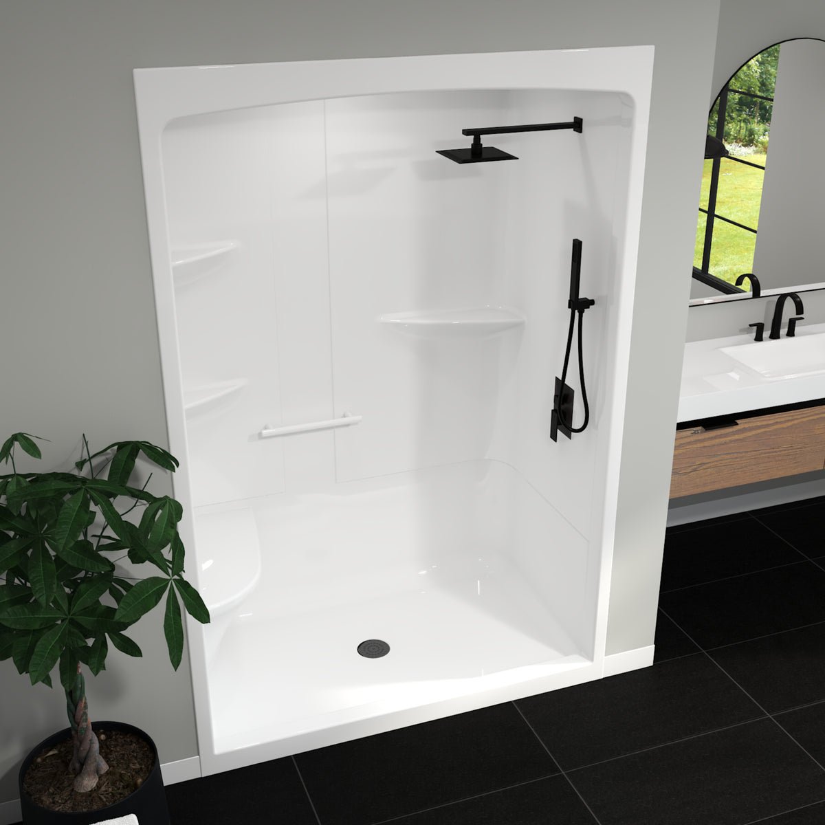 Maax Camelia SHR-6034 Acrylic Alcove Left and Right Molded Seat One-Piece Shower in White - image 34