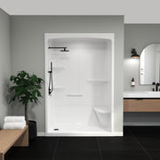 Maax Camelia SHR-6034 Acrylic Alcove Left Molded Seat Three-Piece Shower in White