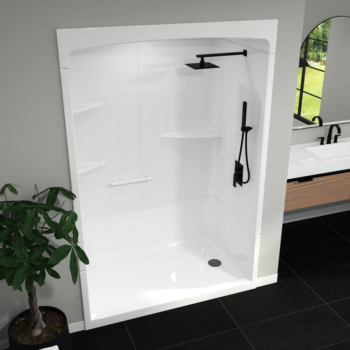 Maax Camelia SHR-6034 Acrylic Alcove Left Molded Seat Three-Piece Shower in White - image 19