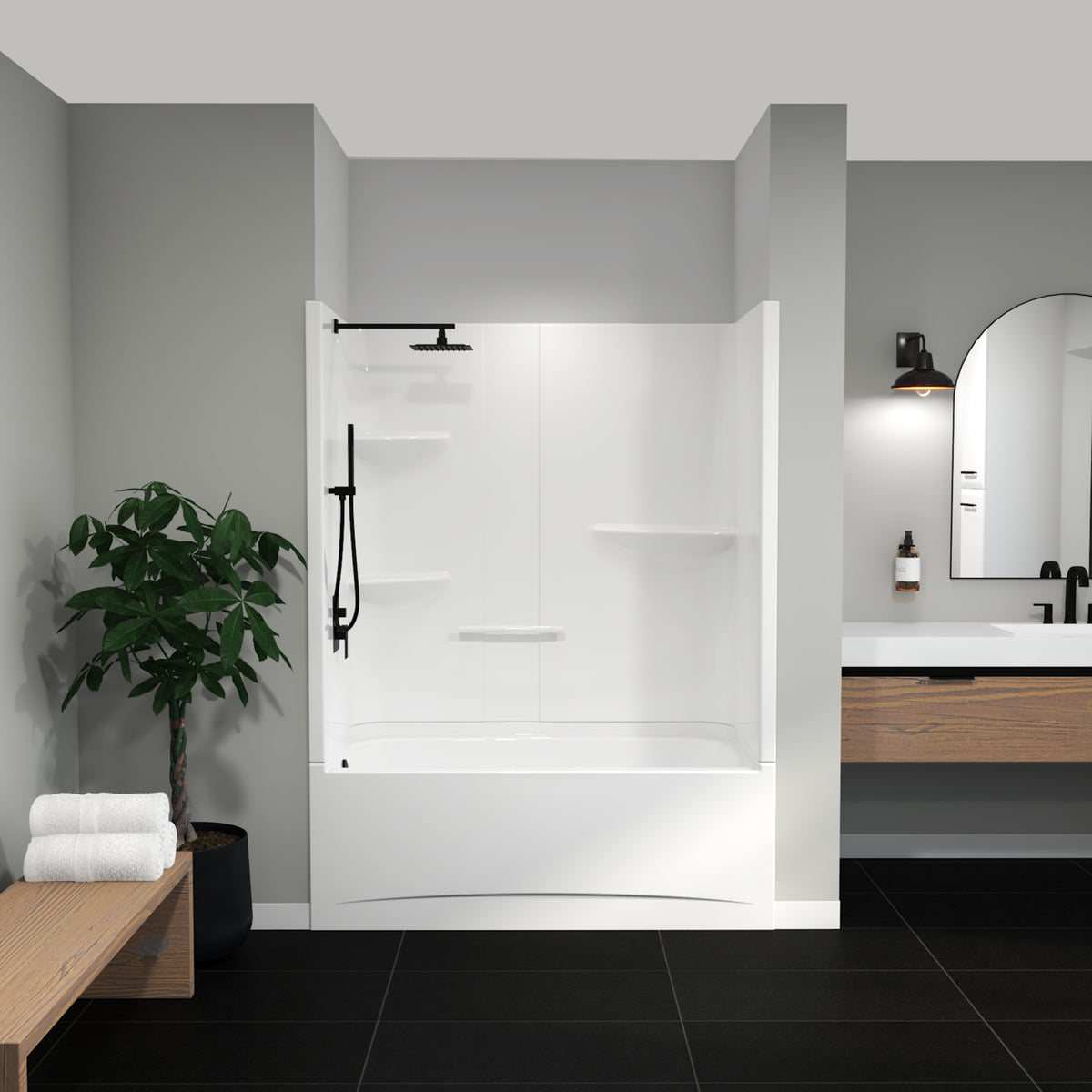 Maax Camelia TS-6032 Acrylic Alcove Two-Piece Tub Shower in White
