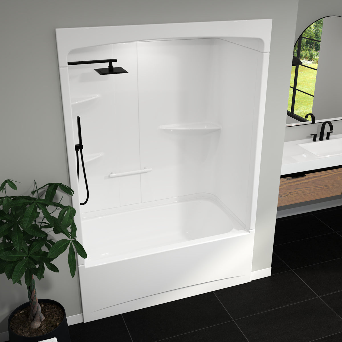 Maax Camelia TSR-6032 Acrylic Alcove Three-Piece Tub Shower in White - image 3