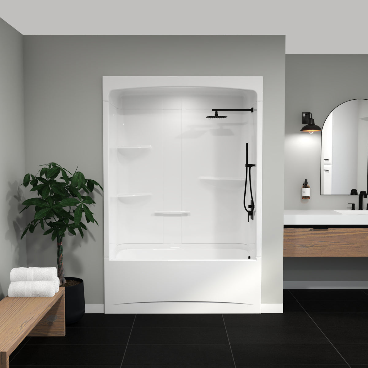 Maax Camelia TSR-6032 Acrylic Alcove Three-Piece Tub Shower in White - image 6