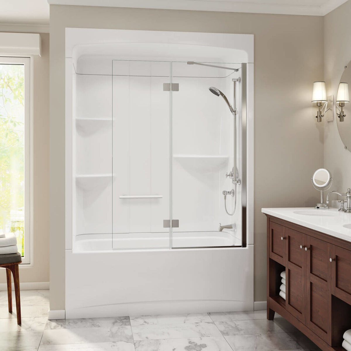 Maax Camelia TSR-6032 AFR Acrylic Alcove Three-Piece Tub Shower in White - image 2