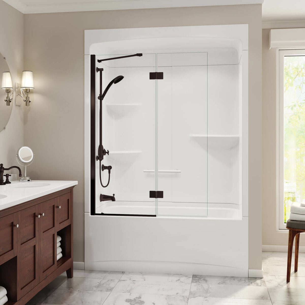 Maax Camelia TSR-6032 AFR Acrylic Alcove Three-Piece Tub Shower in White - image 5