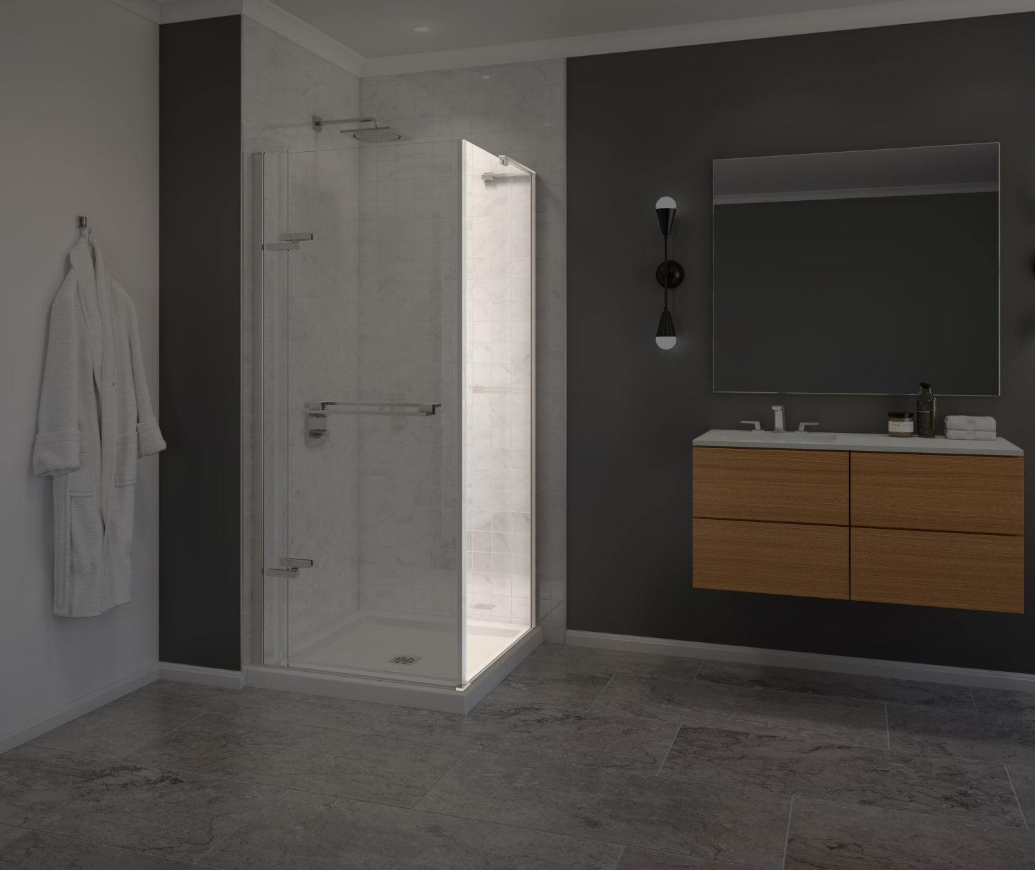 Capella 78 Return Panel for 32 in. Base with GlassShield® glass in Brushed Nickel - Plumbing Market