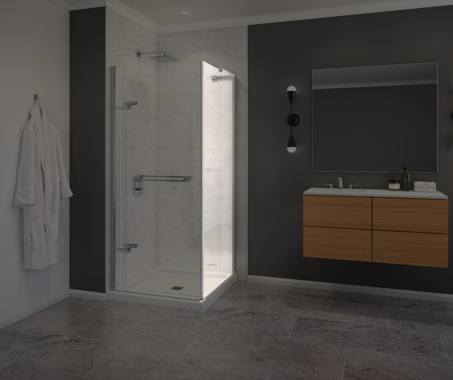 Capella 78 Return Panel for 32 in. Base with GlassShield® glass in Chrome - Plumbing Market