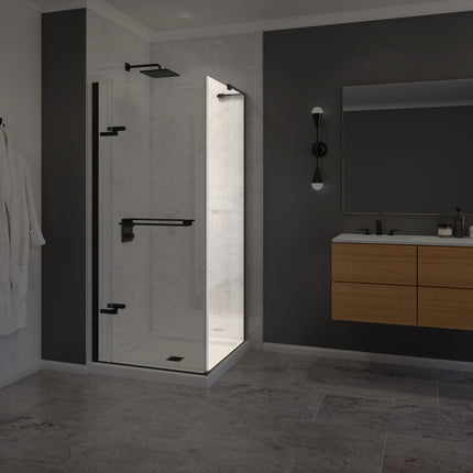 Capella 78 Return Panel for 32 in. Base with GlassShield® glass in Matte Black - Plumbing Market