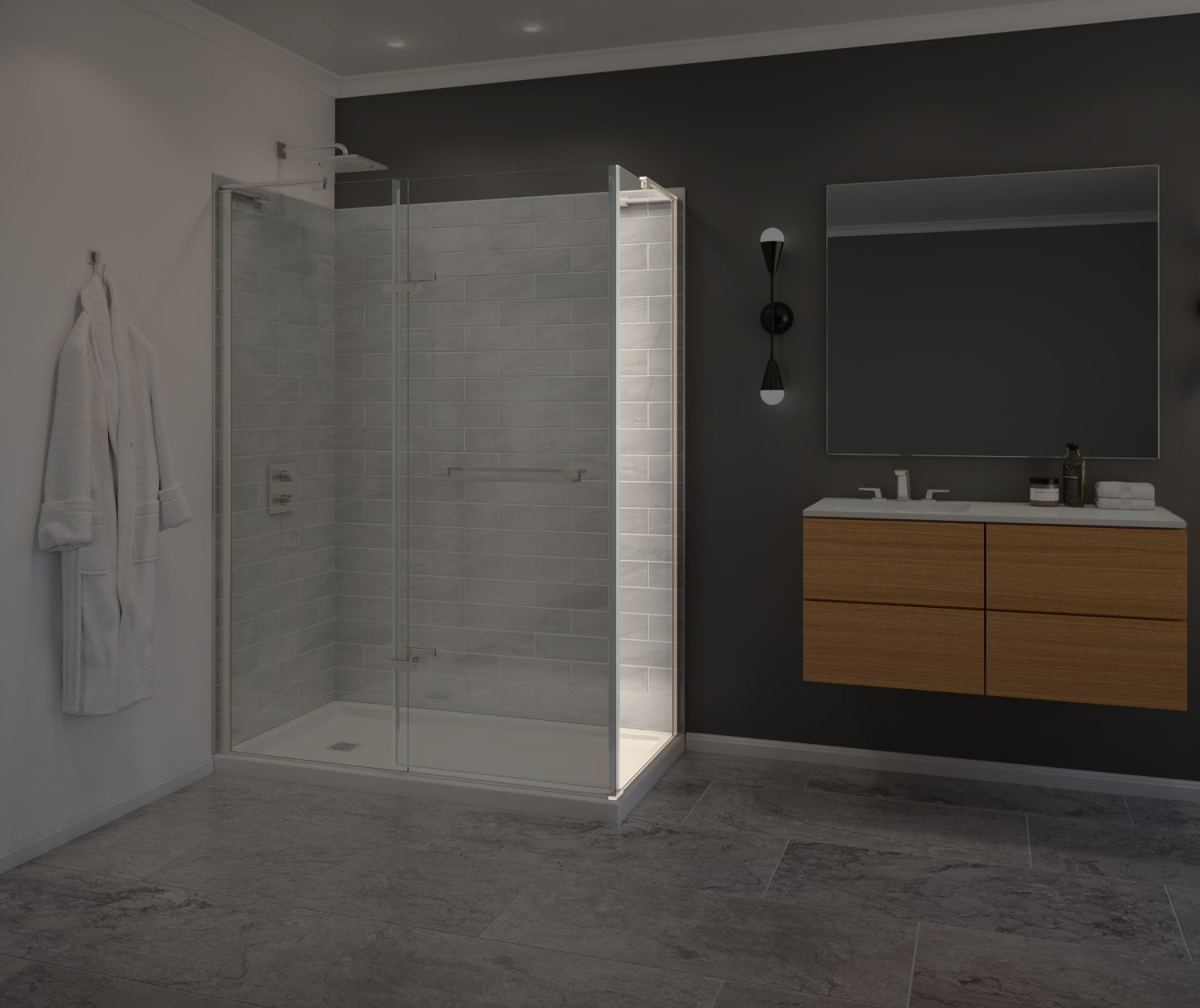 Capella 78 Screen and Return Panel for 36 in. Base with GlassShield® glass in Brushed Nickel - Plumbing Market