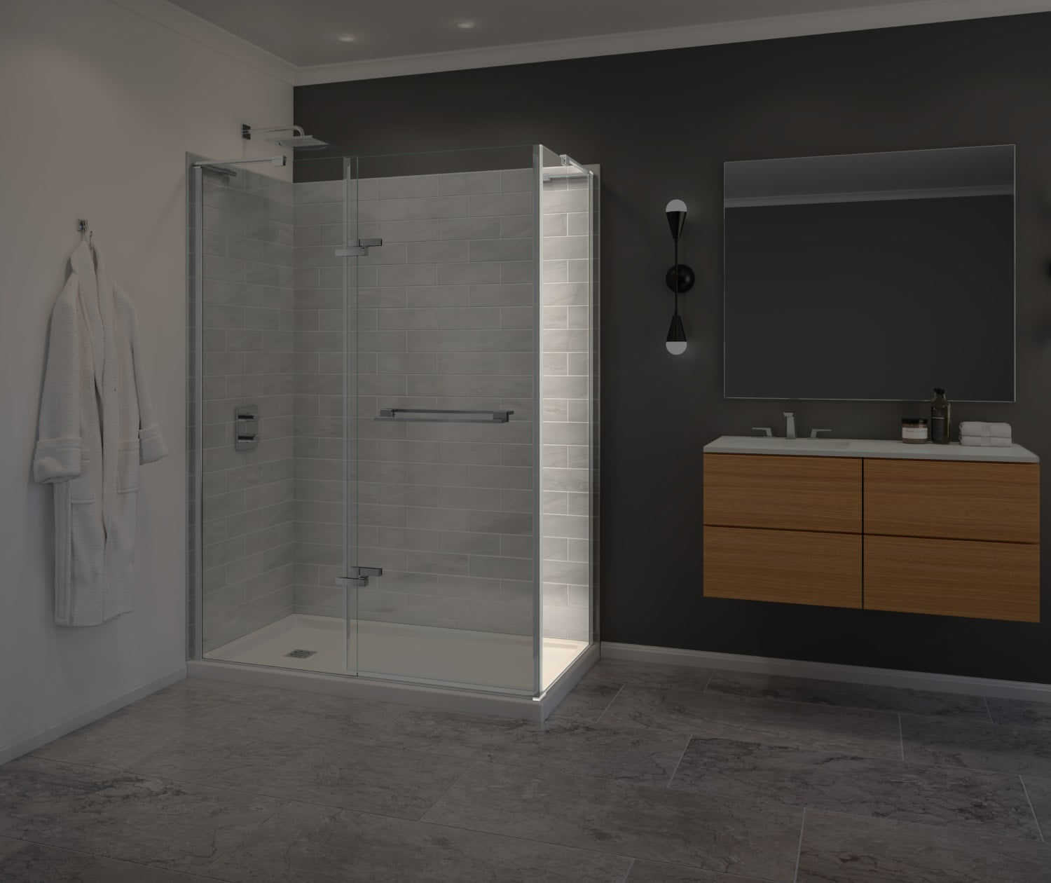 Capella 78 Screen and Return Panel for 36 in. Base with GlassShield® glass in Chrome - Plumbing Market