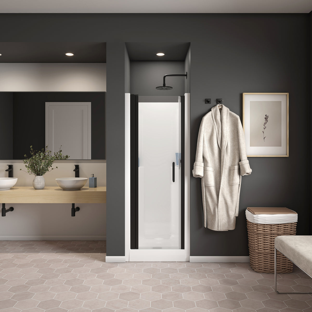 Maax Cappadocia 23-25 x 68 in 6 mm Pivot Shower Door for Alcove Installation with Clear glass & Round Handle - image 4