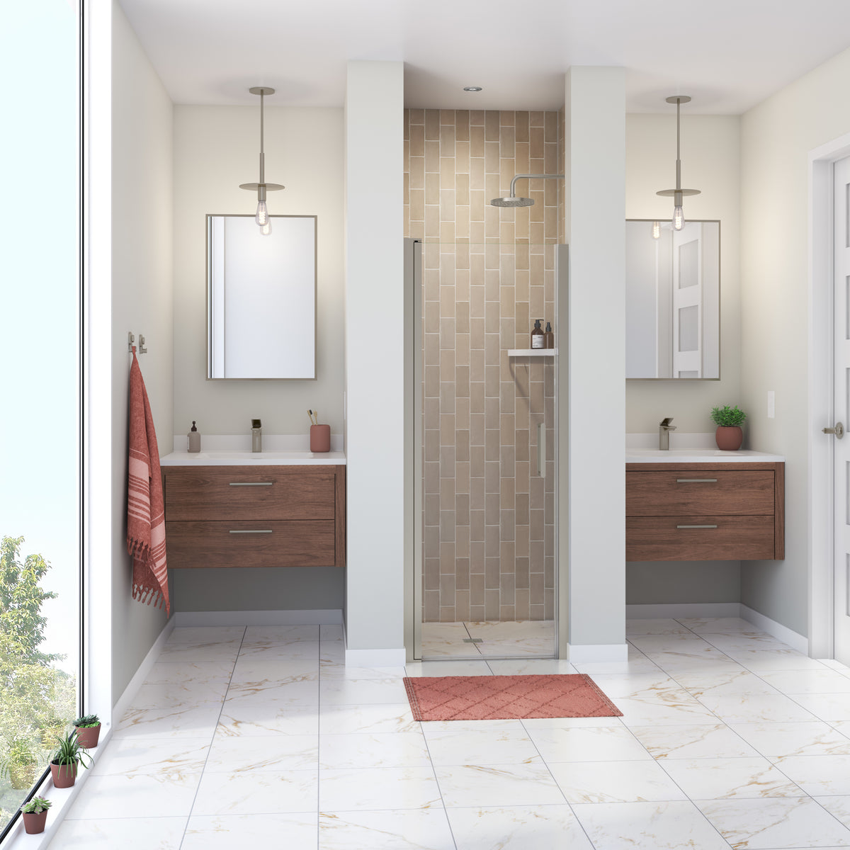 Maax Cappadocia 25-27 x 68 in 6 mm Pivot Shower Door for Alcove Installation with Clear glass & Round Handle - image 7