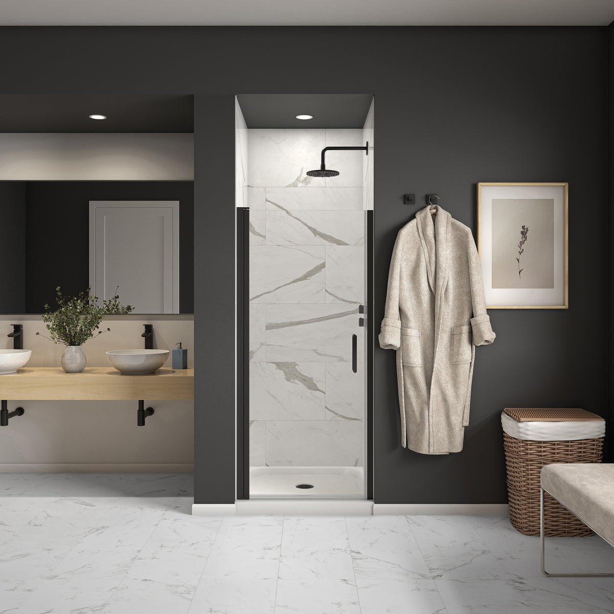 Maax Cappadocia 31-33 x 68 in 6 mm Pivot Shower Door for Alcove Installation with Clear glass & Round Handle - image 4