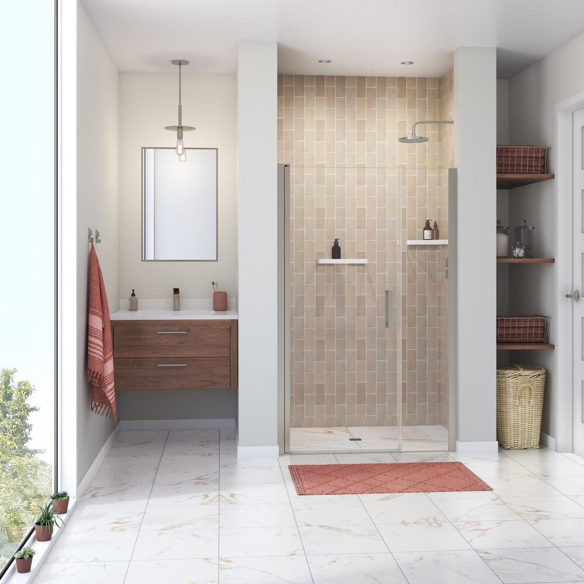 Maax Cappadocia 41-43 x 68 in 6 mm Pivot Shower Door for Alcove Installation with Clear glass & Round Handle - image 10