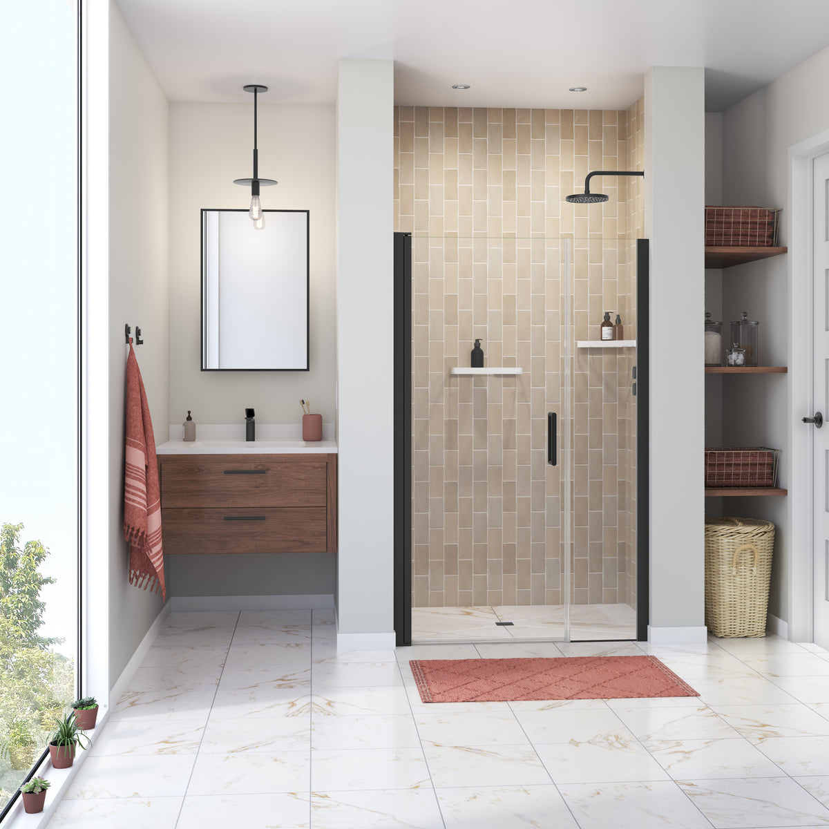 Maax Cappadocia 41-43 x 68 in 6 mm Pivot Shower Door for Alcove Installation with Clear glass & Round Handle - image 13