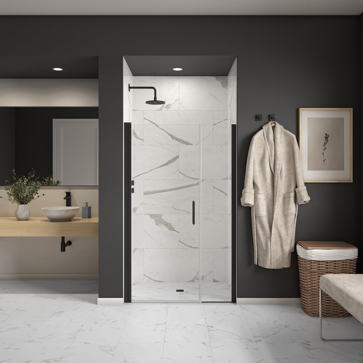 Maax Cappadocia 41-43 x 68 in 6 mm Pivot Shower Door for Alcove Installation with Clear glass & Round Handle - image 22