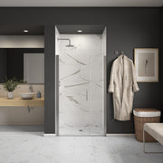 Maax Cappadocia 45-47 x 68 in 6 mm Pivot Shower Door for Alcove Installation with Clear glass & Round Handle