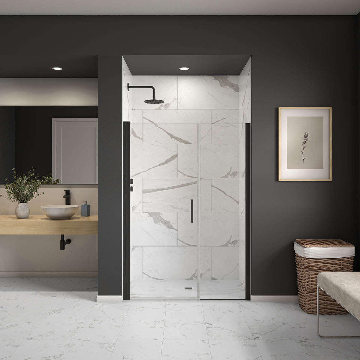 Maax Cappadocia 47-49 x 68 in 6 mm Pivot Shower Door for Alcove Installation with Clear glass & Round Handle - image 4