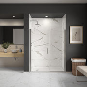 Maax Cappadocia 55-57 x 68 in 6 mm Pivot Shower Door for Alcove Installation with Clear glass & Round Handle