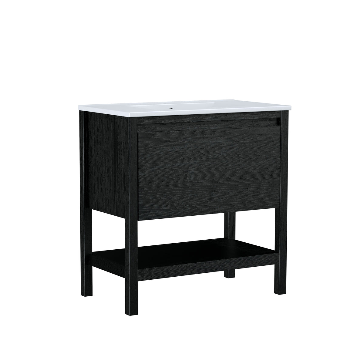 Maax Celestine 30 in Freestanding Single Sink Vanity with Matching Mirror in Black Oak - image 2