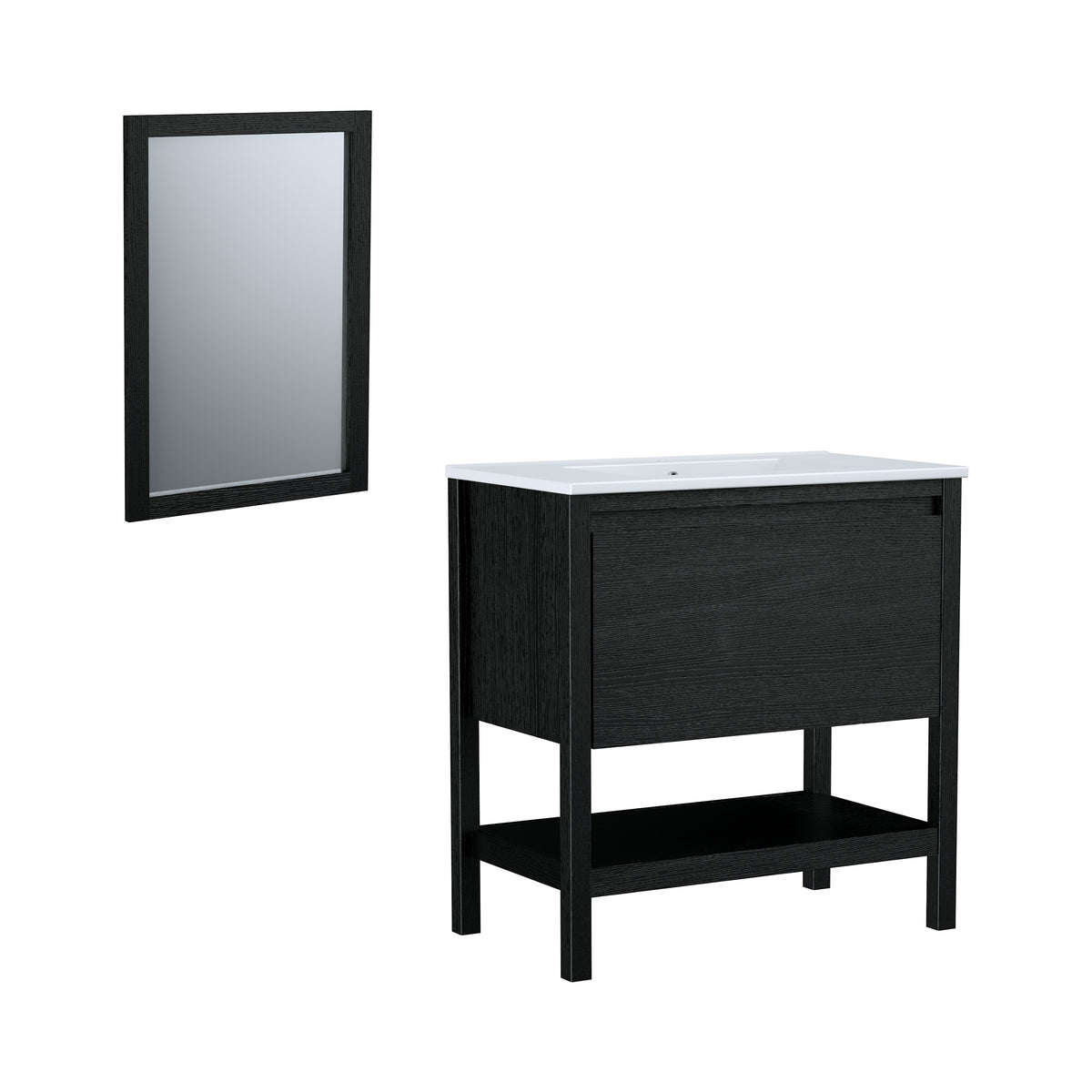 Maax Celestine 30 in Freestanding Single Sink Vanity with Matching Mirror in Black Oak - image 7