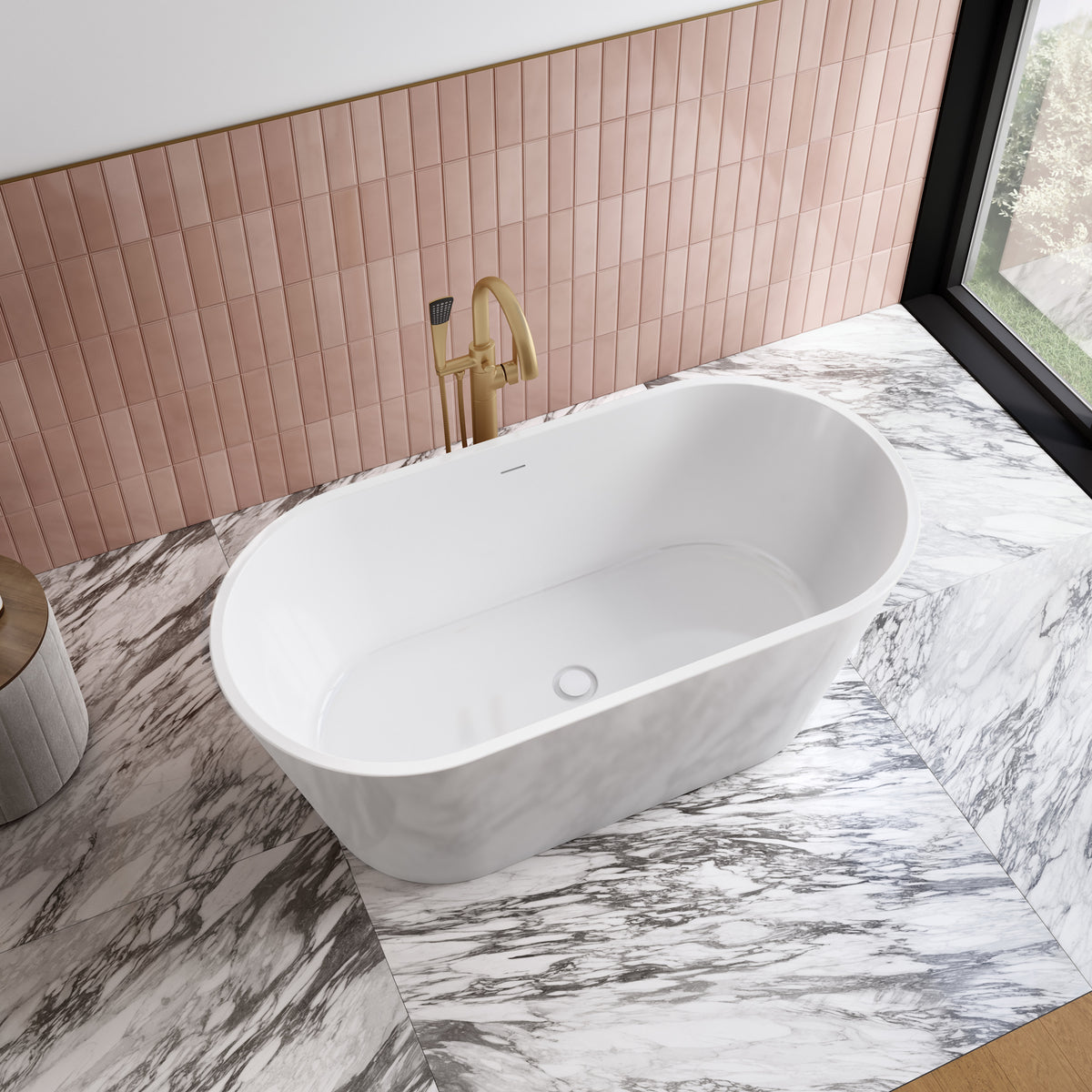 Maax Chorale 60 x 30 Acrylic Freestanding Center Drain Bathtub in White with White Skirt - image 2