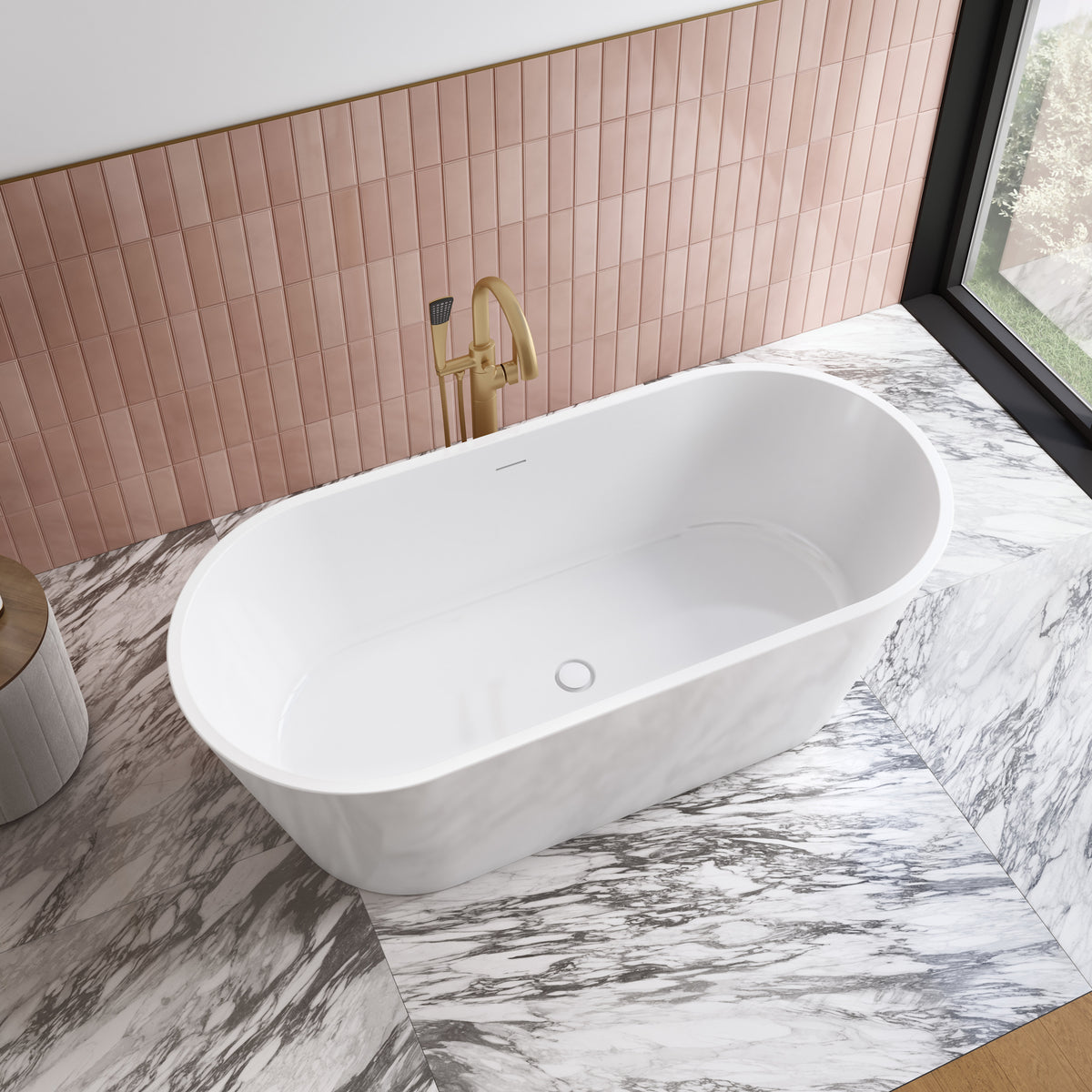 Maax Chorale 67 x 31 Acrylic Freestanding Center Drain Bathtub in White with Black Skirt - image 2