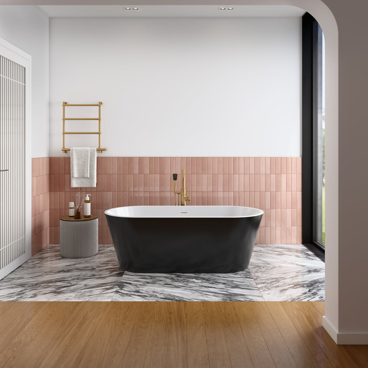 Maax Chorale 67 x 31 Acrylic Freestanding Center Drain Bathtub in White with Black Skirt - image 6