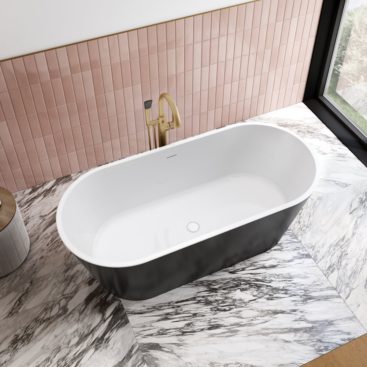 Maax Chorale 67 x 31 Acrylic Freestanding Center Drain Bathtub in White with Black Skirt - image 7